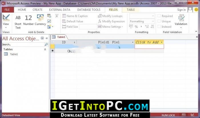 how to link a form to a database ms office 2013 software