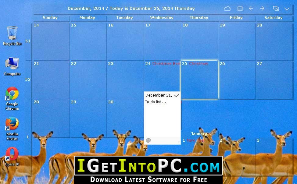 free computer desktop calendar