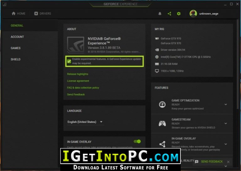 NVIDIA GeForce Experience 3.27.0.120 instal the new for apple