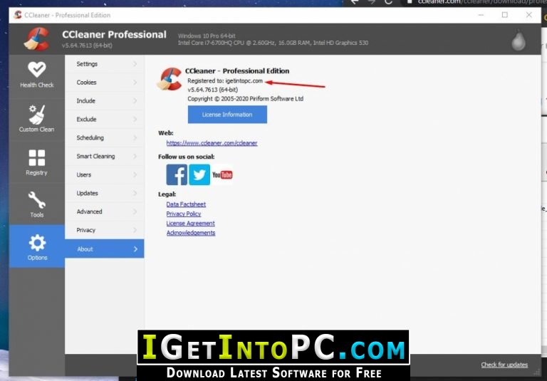 CCleaner Professional 6.14.10584 for mac instal