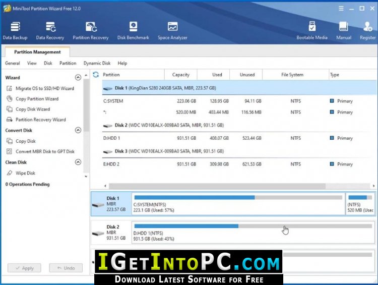 MiniTool Partition Wizard Pro / Free 12.8 instaling