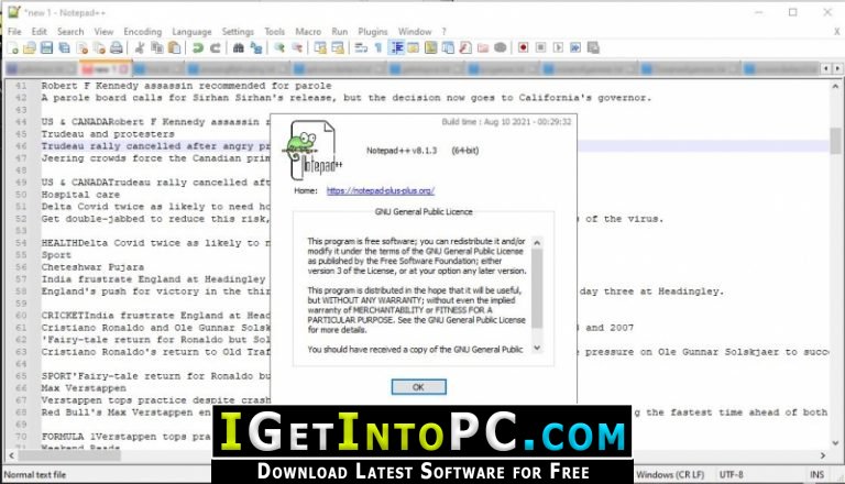 downloading Notepad++ 8.5.8